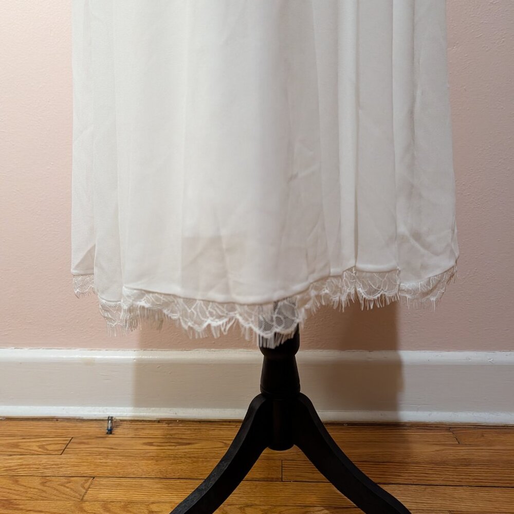 Dress The Population Corey Dress Size XXL White Cap Sleeve V Neck Eyelash Hem - Picture 3 of 12